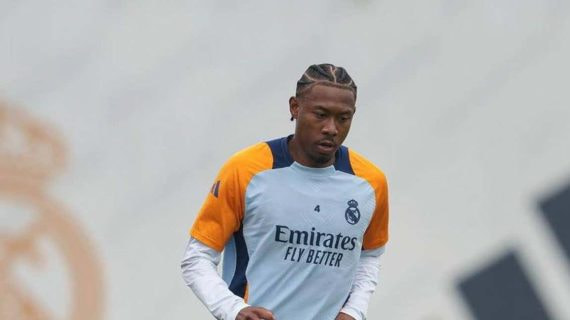 Alaba, en un entrenamiento con el Real Madrid.