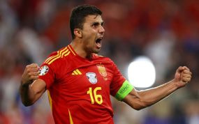 Rodri celebra la victoria ante Francia en semifinales.