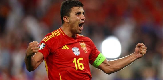 Rodri celebra la victoria ante Francia en semifinales.