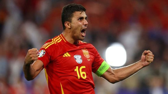 Rodri celebra la victoria ante Francia en semifinales.