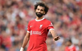 Salah durante un partido de Premier esta temporada.