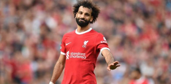 Salah durante un partido de Premier esta temporada.