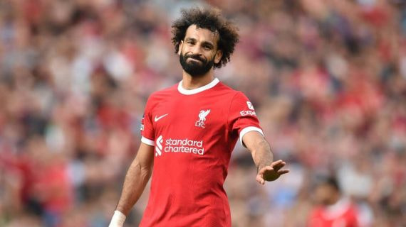 Salah durante un partido de Premier esta temporada.