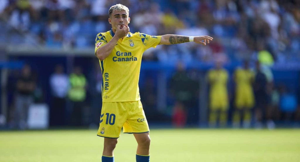 Alberto Moleiro, en el último partido de Las Palmas.
