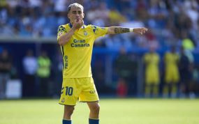 Alberto Moleiro, en el último partido de Las Palmas.