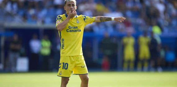 Alberto Moleiro, en el último partido de Las Palmas.