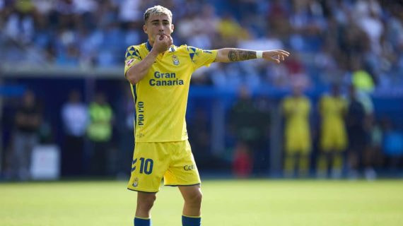Alberto Moleiro, en el último partido de Las Palmas.