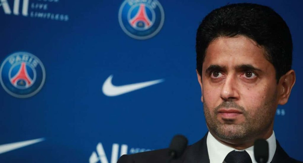 Nasser Al-Khelaifi en una rueda de prensa.