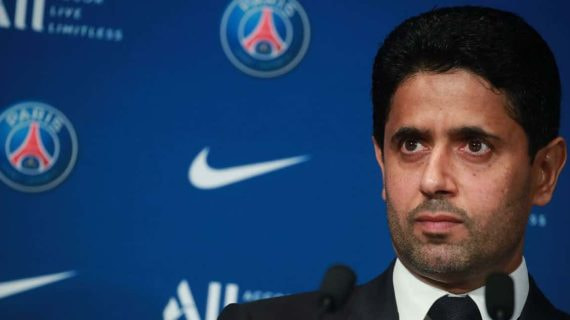 Nasser Al-Khelaifi en una rueda de prensa.