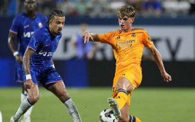 Nico Paz, durante el Real Madrid-Chelsea de Charlotte.