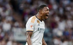 Alaba, en un partido con el Real Madrid.