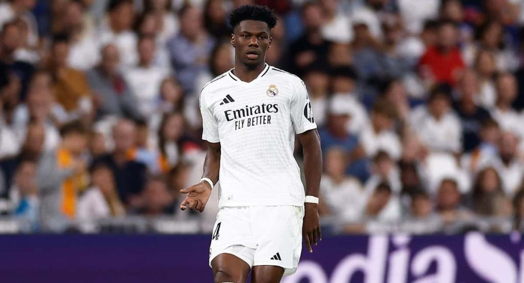 Tchouameni jugando en el Santiago Bernabéu.