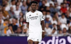 Tchouameni jugando en el Santiago Bernabéu.