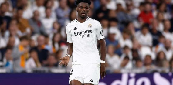 Tchouameni jugando en el Santiago Bernabéu.