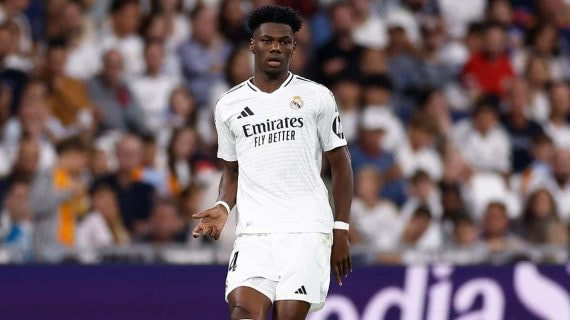 Tchouameni jugando en el Santiago Bernabéu.