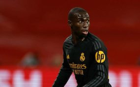 Ferland Mendy, en una acción del partido del pasado martes en Champions ante el Leipzig.