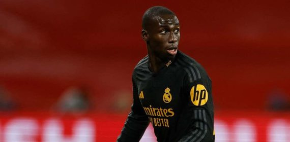 Ferland Mendy, en una acción del partido del pasado martes en Champions ante el Leipzig.