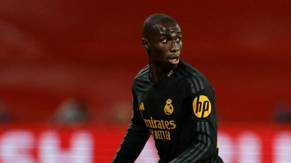Ferland Mendy, en una acción del partido del pasado martes en Champions ante el Leipzig.