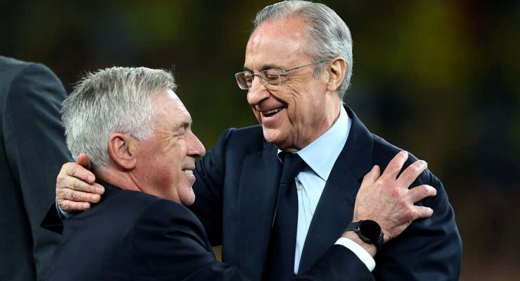 Ancelotti, con Florentino tras ganar la Decimoquinta.