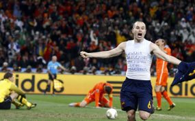 Andrés Iniesta celebra el gol del Mundial de Sudáfrica.