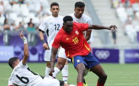 Samu Omorodion, en uno de los partidos de los Juegos Olímpicos.