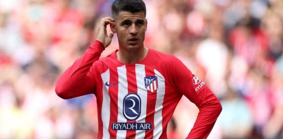 Morata, durante un partido con el Atlético esta temporada.