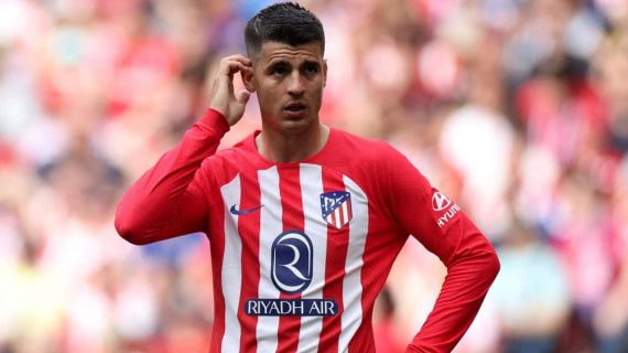 Morata, durante un partido con el Atlético esta temporada.