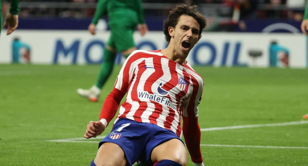 João Félix celebra un gol con el Atlético de Madrid.