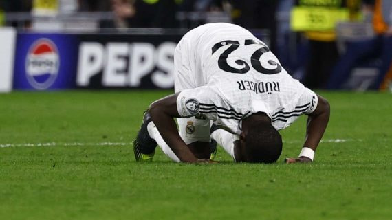 Rüdiger, en el partido de vuelta contra el Arsenal.
