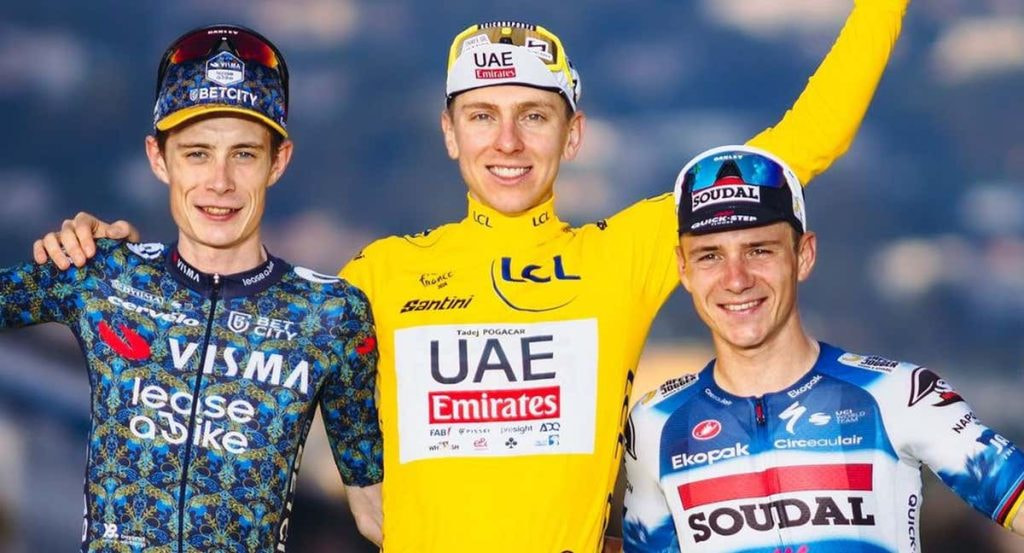 Jonas Vingegaard, Tadej Pogacar y Remco Evenepoel, en el podio del pasado Tour de Francia.