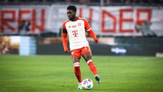 Alphonso Davies, con el Bayern.