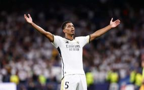Bellingham, celebrando un gol con el Real Madrid.