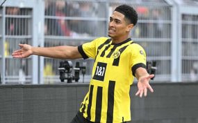 Jude Bellingham celebrando un gol en la Bundesliga.