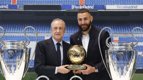 Florentino y Benzema, en el día del adiós del francés al Real Madrid.