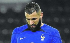 Karim Benzema, en un entrenamiento con Francia previo al Mundial.