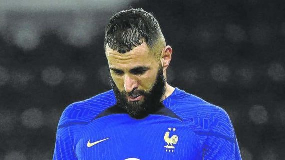 Karim Benzema, en un entrenamiento con Francia previo al Mundial.
