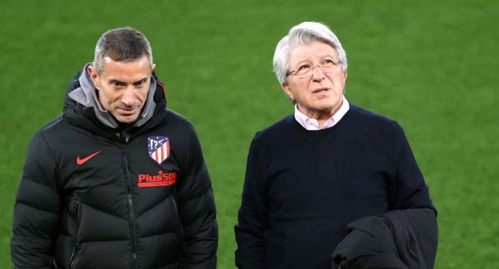 Berta y Cerezo antes de un partido del Atlético.
