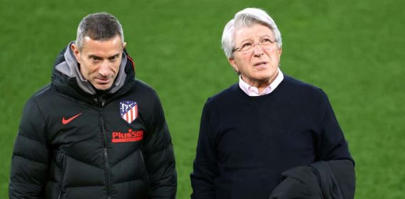 Berta y Cerezo antes de un partido del Atlético.