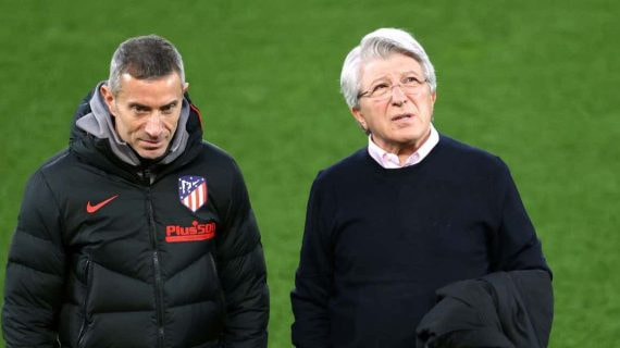 Berta y Cerezo antes de un partido del Atlético.