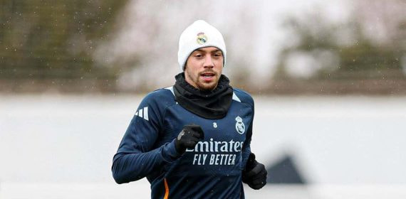 Fede Valverde, entrenando con el Real Madrid.