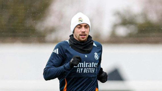 Fede Valverde, entrenando con el Real Madrid.