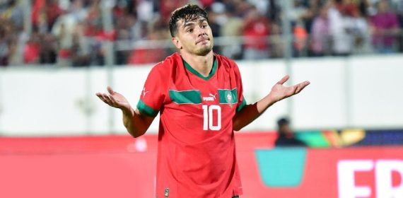Brahim celebra un gol marcado con Marruecos.