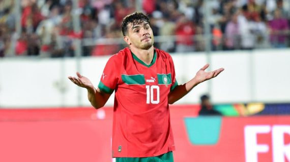 Brahim celebra un gol marcado con Marruecos.