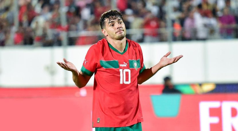 Brahim celebra un gol marcado con Marruecos.