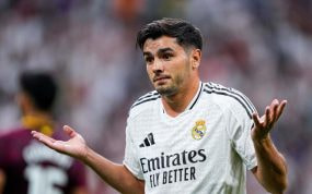 Brahim Díaz celebra su gol al Real Valladolid.