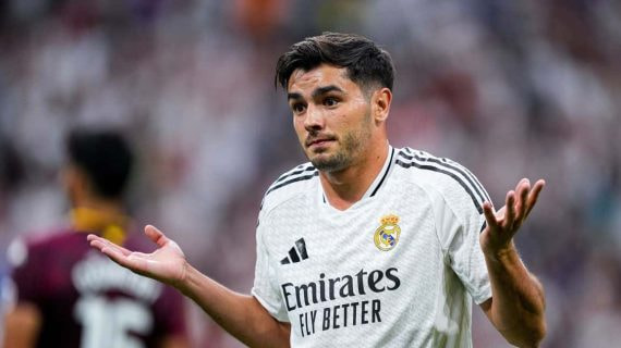 Brahim Díaz celebra su gol al Real Valladolid.