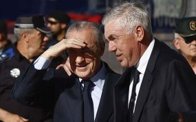 Ancelotti, con Florentino en la celebración de la Decimoquinta.