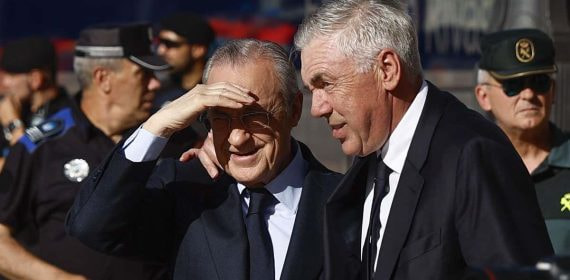 Ancelotti, con Florentino en la celebración de la Decimoquinta.