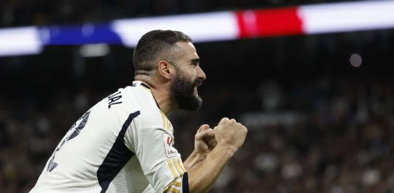 Carvajal, en un partido con el Real Madrid.