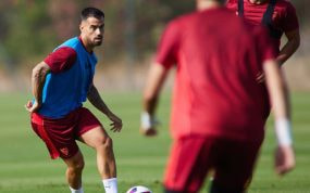 Suso, en un entrenamiento de esta pretemporada.